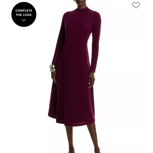 Bloomingdale's Cashmere Elegant Maxi Dress Burgundy - Picture 3 of 7
